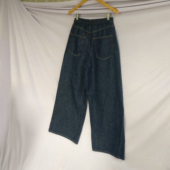 Moto Indigo HighRise Loose Wide leg Jeans w28 +MEASUREMENT Rigid/Thick denim - Picture 6 of 11